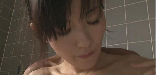  Hot milf Manami Komukai gobbles cock in the shower